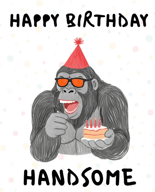 Preview of Cool Gorilla Birthday Handsome birthday card template